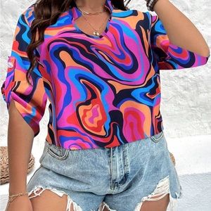 Modern print top, never worn, no tags